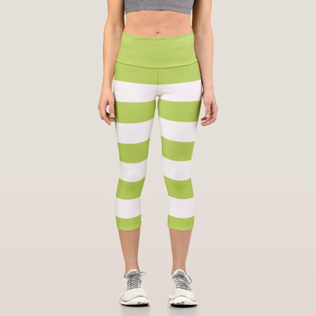 Leggings Capri Grandes Tailles Vertes, Grandes Tailles Blanches,  (Recto)