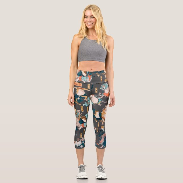 Leggings Capri Grenouille japonaise ukiyo-e Froggies (Recto)