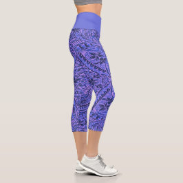 Leggings Capri, groß/Tribal/Violet