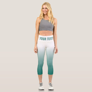 Leggings Capri Grosse Police Texte Ou Nom Femme Turquoise Modèle 
