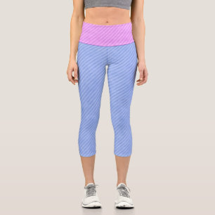 Leggings Capri Grungy rose et bleu rayures