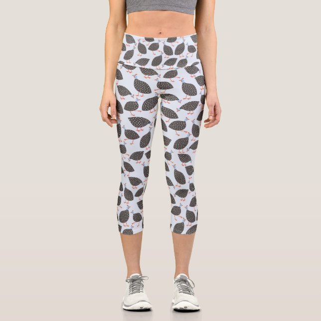 Leggings Capri Guinée Fowl Motif d'oiseaux (Recto)