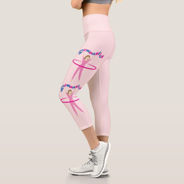 Leggings Capri Gymnastique Pink hula hoop girl Nom personnalisé (Gauche)