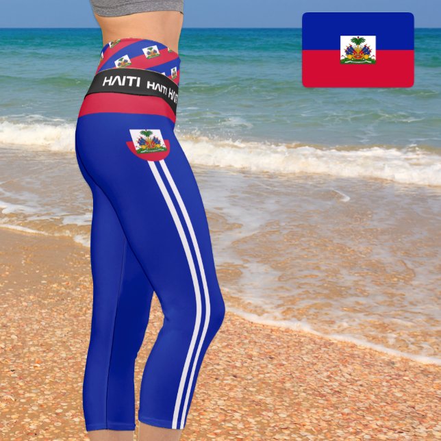 Leggings Capri Haïti & Drapeau haïtien mode, Fitness, Sports (Créateur téléchargé)