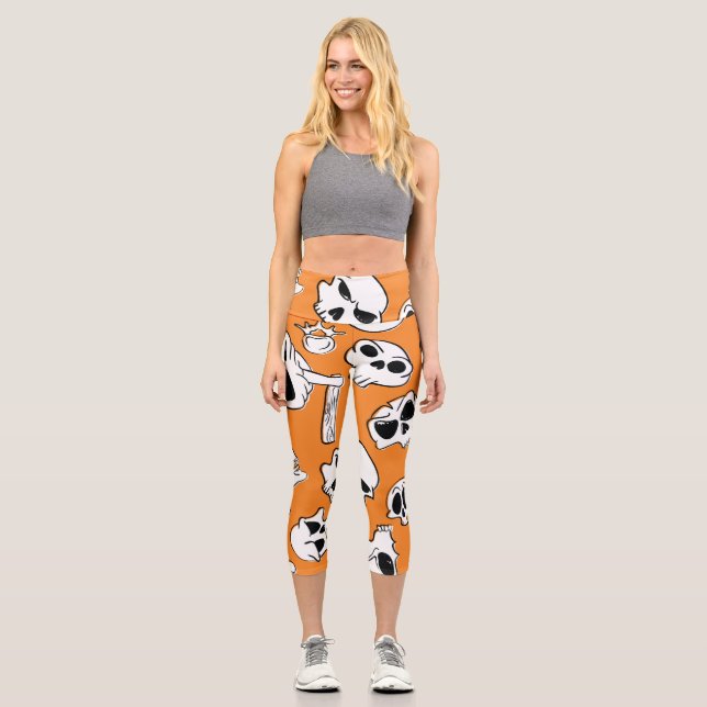 Leggings Capri Halloween Skulls Bones DoodMotif (Recto)
