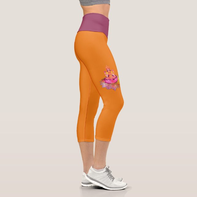 Leggings Capri Happy Diwali - Deepalavi Lakshmi Goddess 4 (Droite)