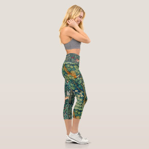 Leggings Capri Hares d'ANIMAUX FORESTIERS, Oiseau de faisan, Vert