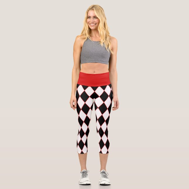 Leggings Capri harlequin blanc noir (Recto)
