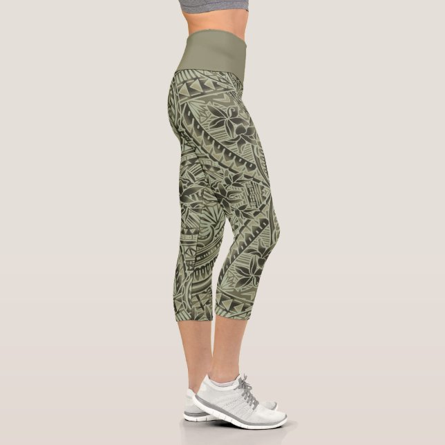 Leggings Capri Hochgröße/Tribal/Kaki (Rechts)
