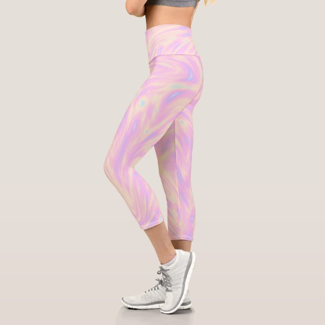 Leggings Capri Holographie rose féminine Motif (Gauche)