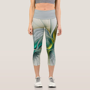 Leggings Capri Hypnotique Abstrait Golden Turquoise Turquoise Fra