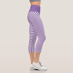 Leggings Capri Illusion optique violette moderne blanc rayures Yo