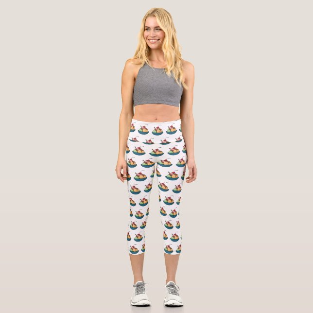 Leggings Capri Illustration de crème glacée (Recto)