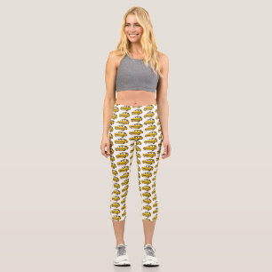 Leggings Capri Illustration de dessin animé amusant de taxi jaune