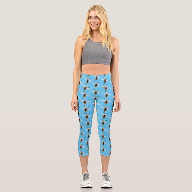 Leggings Capri Illustration de dessin animé d'un frelon furieux e (Recto)