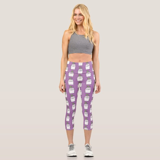 Leggings Capri Illustration de lave-linge mignonne (Recto)