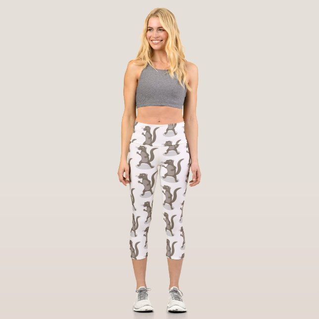 Leggings Capri Illustration de mignonne mangouste (Recto)