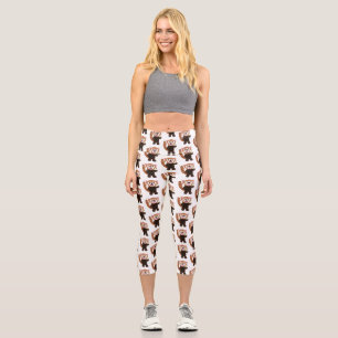 Leggings Capri Illustration de panda rouge mignon