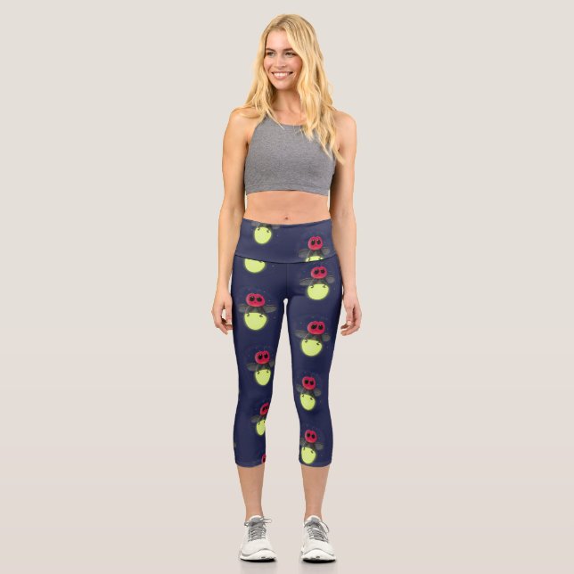 Leggings Capri Illustration d'une luciole à éclair mignon (Recto)