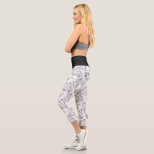 Leggings Capri Imaginaire Floral vintage français Toile-Black
