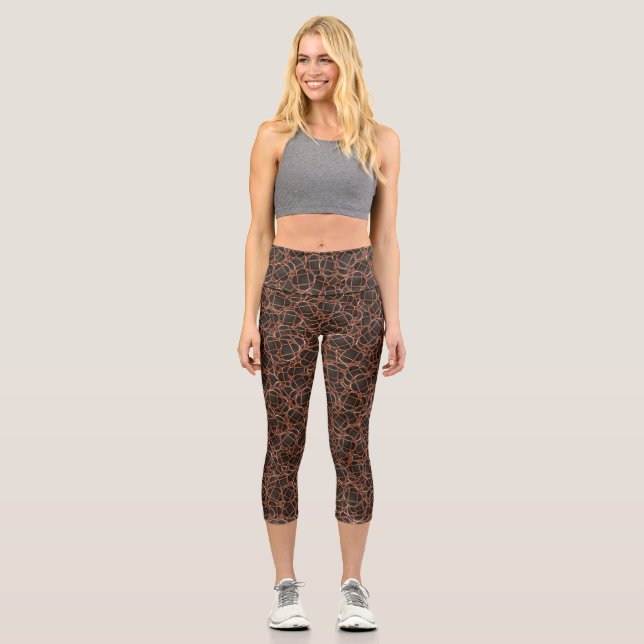 Leggings Capri Impression abstraite géométrique aléatoire (Recto)