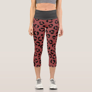 Leggings Capri Impression animale bordeaux
