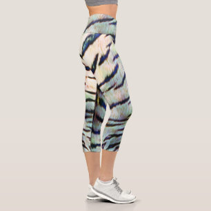 Leggings Capri Impression de la peau du tigre électrique