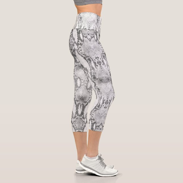 Leggings Capri Impression de peau de serpent blanc (Droite)