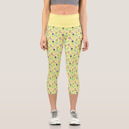 Leggings Capri Impression fleur sauvage délicate en aquarelle sur