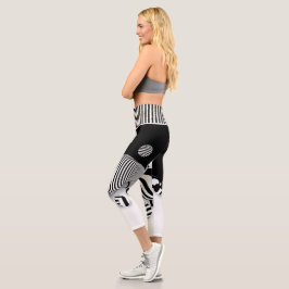 Leggings Capri Impression noir et blanc