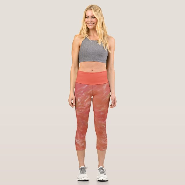 Leggings Capri Impression rouge orange Abstraite (Recto)