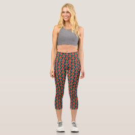 Leggings Capri Impression végétale / Poivre rouge Capris haut tai