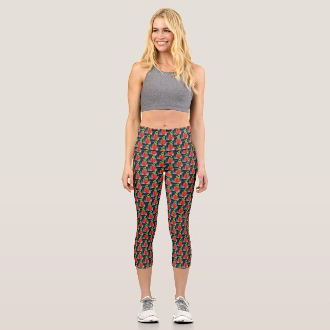 Leggings Capri Impression végétale / Poivre rouge Capris haut tai (Recto)