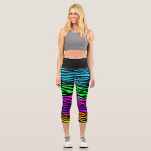 Leggings Capri Impression Zebra arc-en-ciel