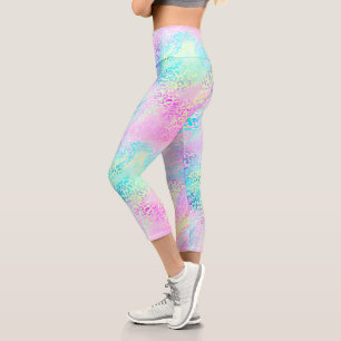 Leggings Capri Imprimé léopard arc-en-ciel scintillant chic fémin