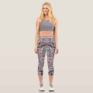 Leggings Capri Indian Paisley : Motif ethnique mandala
