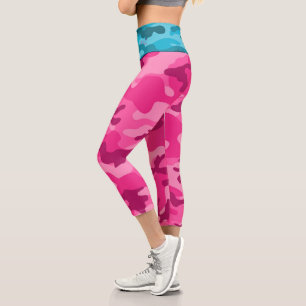 Leggings Capri INITIALES en Camo bleu rose pour son amusement col