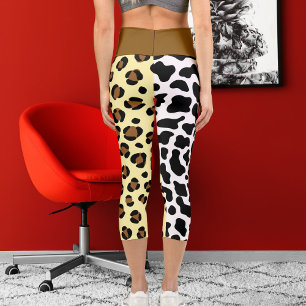 Leggings Capri Jaguar Leopard Big Chat Motif Spots Imprimer Anima