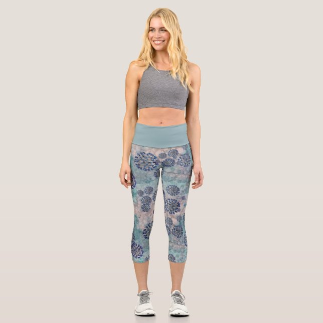 Leggings Capri J'ai survécu à Blue Covid Virus (Recto)