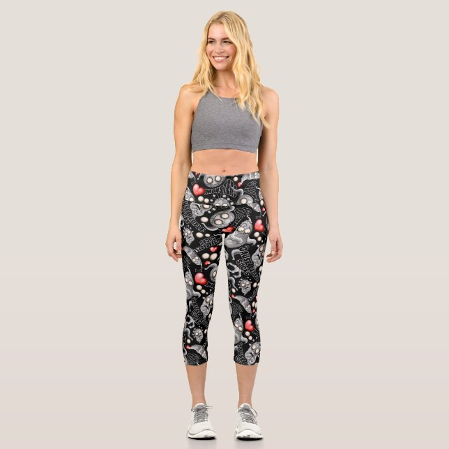 Leggings Capri J'aime les monstres parce que les gens aiment les  (Recto)