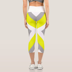Leggings Capri Jambes Capri gris-jaune Abstrait