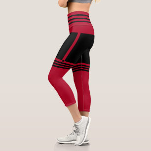 Leggings Capri Jambes de Capri Noir Rouge Funny