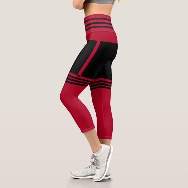 Leggings Capri Jambes de Capri Noir Rouge Funny (Gauche)