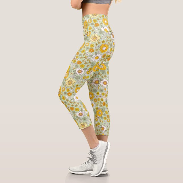 Leggings Capri Jardin Floral Jaune Motif (Gauche)