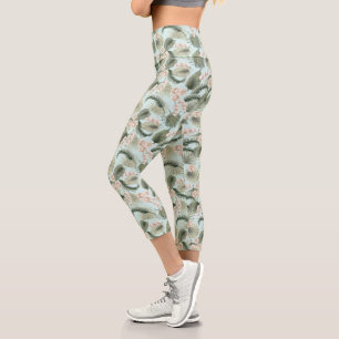 Leggings Capri Jardin tropical Motif orchidée et palmier