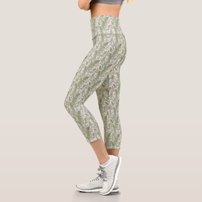 Leggings Capri Jardin vert fleuri (Gauche)
