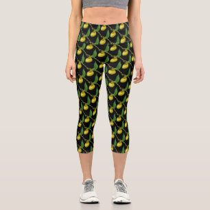 Leggings Capri Jaune Lady Slipper Orchidée Fleur Nature Motif