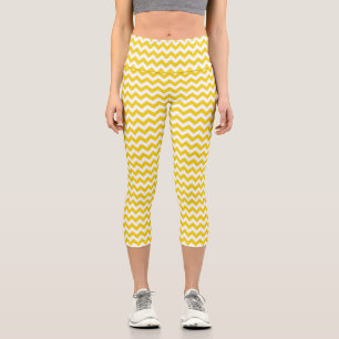 Leggings Capri Jaune Zigzag, Jaune Chevron, Motif géométrique