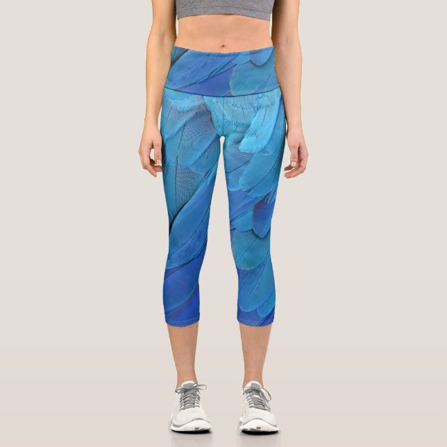 Leggings Capri Je suis bleu - plumes de perroquet près (Recto)