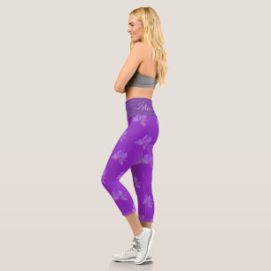 Leggings Capri Je Suis Flamme Violette Avec Lotus
